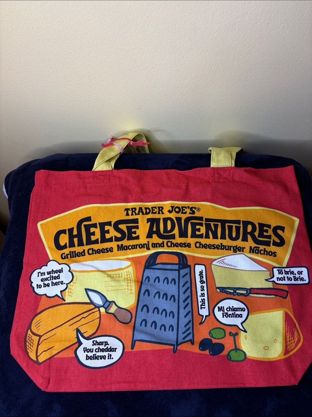 Trader Joe's Cheese Adventures Red Canvas Tote